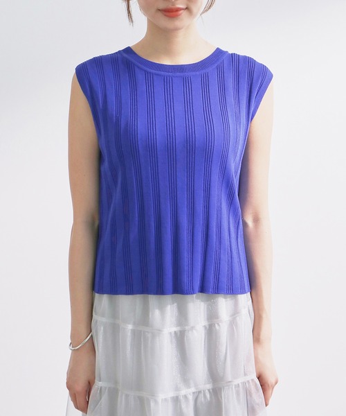 ROPE' PICNIC（ロペピクニック）の「バックパールニットプルオーバー/2WAY・UVカット・洗濯機OK・冷感（ニット/セーター・レディース・ブラック/ベージュ/オフホワイト/ブルー・38）」の20枚目の写真