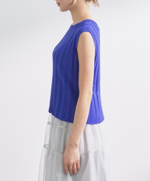 ROPE' PICNIC（ロペピクニック）の「バックパールニットプルオーバー/2WAY・UVカット・洗濯機OK・冷感（ニット/セーター・レディース・ブラック/ベージュ/オフホワイト/ブルー・38）」の21枚目の写真