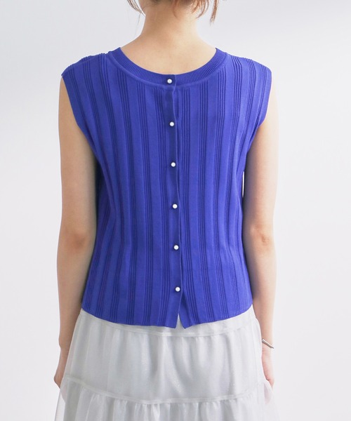ROPE' PICNIC（ロペピクニック）の「バックパールニットプルオーバー/2WAY・UVカット・洗濯機OK・冷感（ニット/セーター・レディース・ブラック/ベージュ/オフホワイト/ブルー・38）」の22枚目の写真