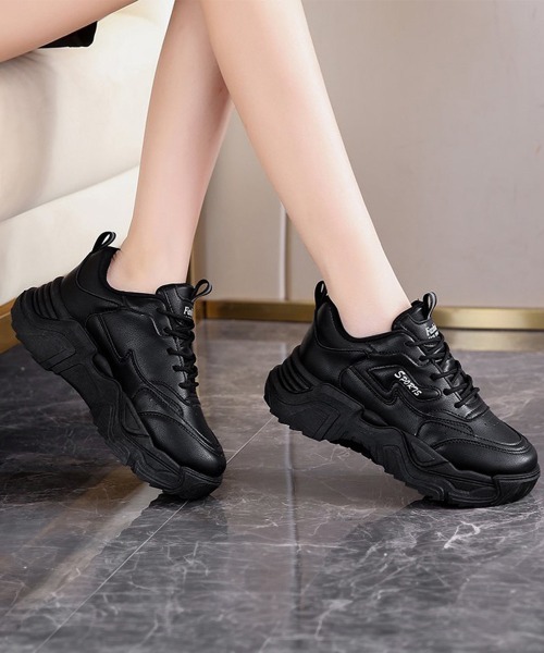 Miniministore(ミニミニストア)の「厚底ダッドスニーカー レースアップ 美脚(スニーカー・レディース・ホワイト/ベージュ/ブラック・24.0cm/23.5cm/23.0cm/22.5cm/24.5cm)」の6枚目の写真