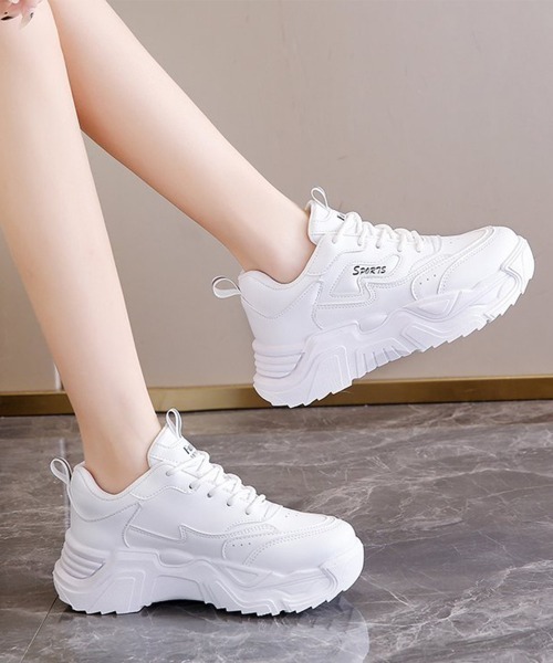 Miniministore(ミニミニストア)の「厚底ダッドスニーカー レースアップ 美脚(スニーカー・レディース・ホワイト/ベージュ/ブラック・24.0cm/23.5cm/23.0cm/22.5cm/24.5cm)」の9枚目の写真