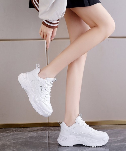 Miniministore(ミニミニストア)の「厚底ダッドスニーカー レースアップ 美脚(スニーカー・レディース・ホワイト/ベージュ/ブラック・24.0cm/23.5cm/23.0cm/22.5cm/24.5cm)」の10枚目の写真
