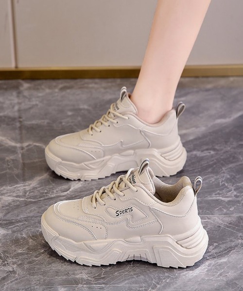 Miniministore(ミニミニストア)の「厚底ダッドスニーカー レースアップ 美脚(スニーカー・レディース・ホワイト/ベージュ/ブラック・24.0cm/23.5cm/23.0cm/22.5cm/24.5cm)」の14枚目の写真