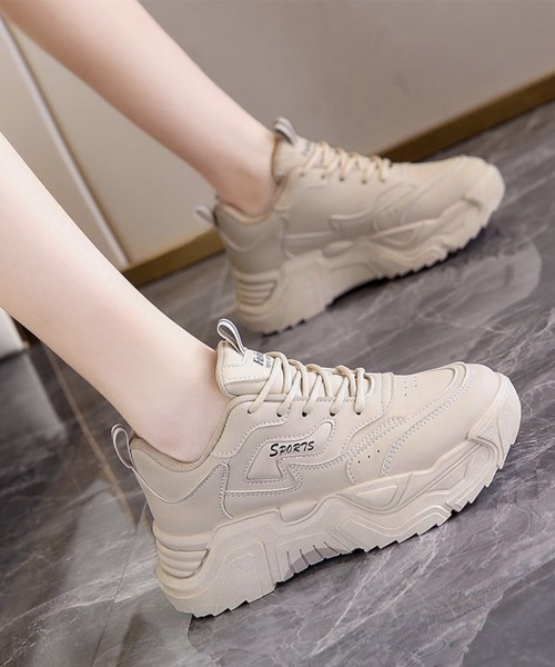 Miniministore(ミニミニストア)の「厚底ダッドスニーカー レースアップ 美脚(スニーカー・レディース・ホワイト/ベージュ/ブラック・24.0cm/23.5cm/23.0cm/22.5cm/24.5cm)」の16枚目の写真