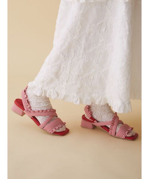 merry jenny（メリージェニー）の「ギンガムcheckフリルサンダル（サンダル・レディース・ブルー/ブラック/レッド・MEDIUM/LARGE）」の3枚目の写真