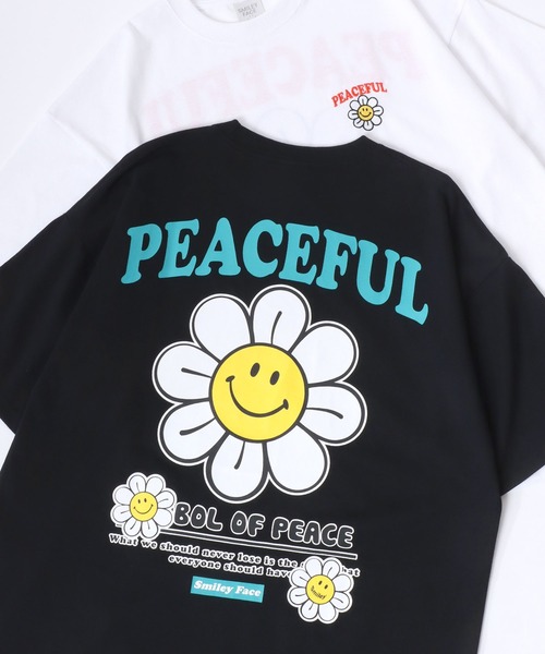 SMILEY FACE(スマイリーフェイス)の「SMILEY FACE/スマイリーフェイス オーバーサイズ バックプリント ロゴ ワンポイント刺繍 半袖Tシャツ/スマイルT/吸水速乾 UVカット/レディース メンズ(Tシャツ/カットソー・レディース・ホワイト系その他3/ブラック系その他2/ブラック/ブラック系その他/ホワイト系その他5/サックスブルー/ホワイト系その他/ライトグリーン/ホワイト/ブラック系その他5/ホワイト系その他4/ブラック系その他3/ホワイト系その他2/ブラック系その他7/ブルー系その他/ネイビー/ブラック系その他6/ブラック系その他4・L/M/LL)」の8枚目の写真