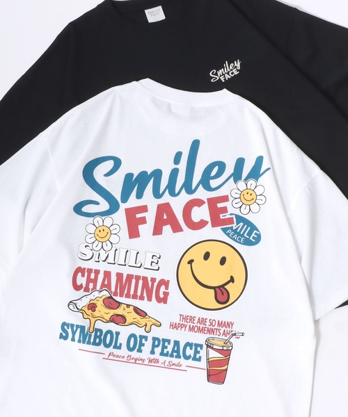 SMILEY FACE(スマイリーフェイス)の「SMILEY FACE/スマイリーフェイス オーバーサイズ バックプリント ロゴ ワンポイント刺繍 半袖Tシャツ/スマイルT/吸水速乾 UVカット/レディース メンズ(Tシャツ/カットソー・レディース・ホワイト系その他3/ブラック系その他2/ブラック/ブラック系その他/ホワイト系その他5/サックスブルー/ホワイト系その他/ライトグリーン/ホワイト/ブラック系その他5/ホワイト系その他4/ブラック系その他3/ホワイト系その他2/ブラック系その他7/ブルー系その他/ネイビー/ブラック系その他6/ブラック系その他4・L/M/LL)」の7枚目の写真