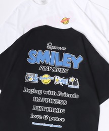 SMILEY FACE/スマイリーフェイス オーバーサイズ バックプリント ロゴ ワンポイント刺繍 半袖Tシャツ/スマイルT/吸水速乾 UVカット/レディース メンズ