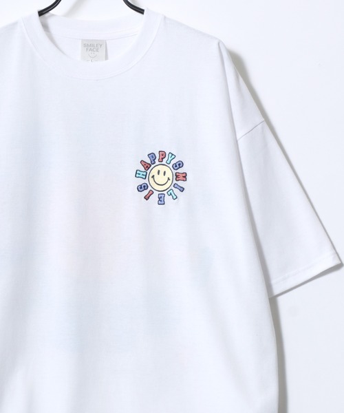♢【両面刺繍ロゴ】スマイリーフェイス コットンTシャツ パイルロゴ 2604 セール】SMILEY FACE/スマイリーフェイス オーバーサイズ バック