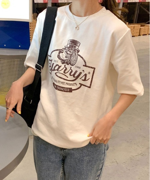 kirakiraShop(キラキラショップ)の「ヴィンテージ ロゴ プリント Tシャツ(Tシャツ/カットソー・レディース・グリーン/ホワイト/ブラウン系その他/チャコール・L/M/XL)」の10枚目の写真