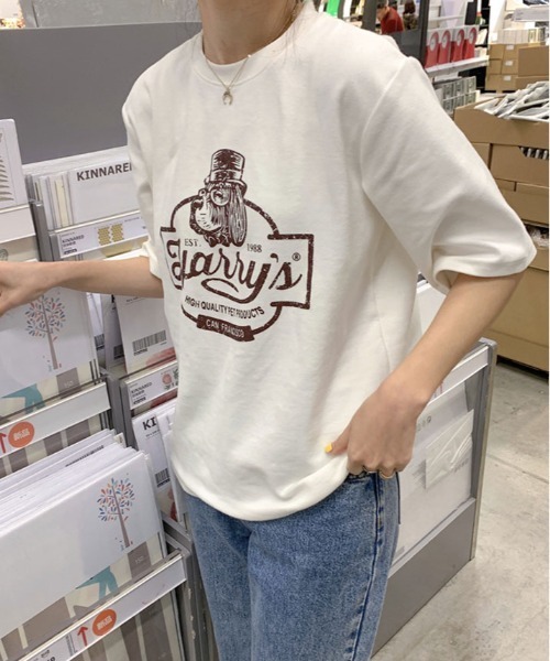 kirakiraShop(キラキラショップ)の「ヴィンテージ ロゴ プリント Tシャツ(Tシャツ/カットソー・レディース・グリーン/ホワイト/ブラウン系その他/チャコール・L/M/XL)」の11枚目の写真