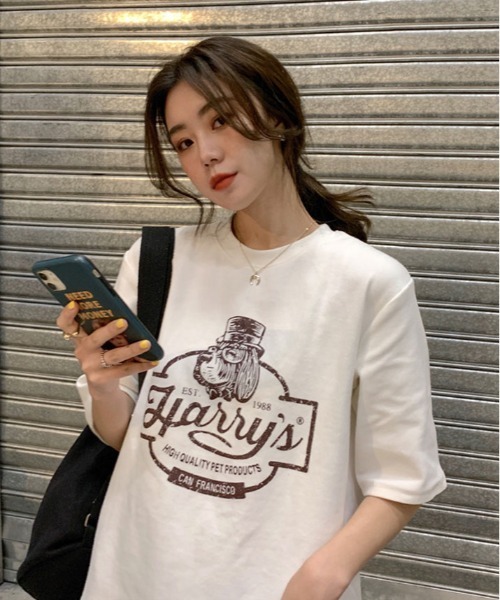 kirakiraShop(キラキラショップ)の「ヴィンテージ ロゴ プリント Tシャツ(Tシャツ/カットソー・レディース・グリーン/ホワイト/ブラウン系その他/チャコール・L/M/XL)」の17枚目の写真