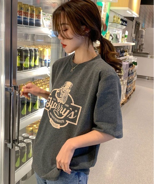 kirakiraShop(キラキラショップ)の「ヴィンテージ ロゴ プリント Tシャツ(Tシャツ/カットソー・レディース・グリーン/ホワイト/ブラウン系その他/チャコール・L/M/XL)」の18枚目の写真