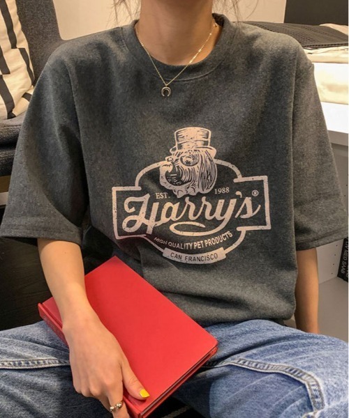 kirakiraShop(キラキラショップ)の「ヴィンテージ ロゴ プリント Tシャツ(Tシャツ/カットソー・レディース・グリーン/ホワイト/ブラウン系その他/チャコール・L/M/XL)」の19枚目の写真