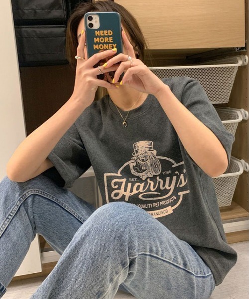 kirakiraShop(キラキラショップ)の「ヴィンテージ ロゴ プリント Tシャツ(Tシャツ/カットソー・レディース・グリーン/ホワイト/ブラウン系その他/チャコール・L/M/XL)」の20枚目の写真