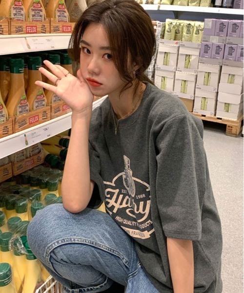 kirakiraShop(キラキラショップ)の「ヴィンテージ ロゴ プリント Tシャツ(Tシャツ/カットソー・レディース・グリーン/ホワイト/ブラウン系その他/チャコール・L/M/XL)」の21枚目の写真