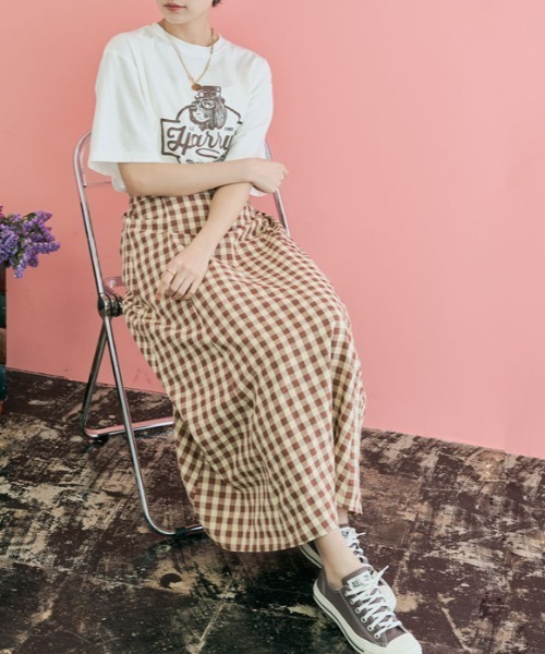 kirakiraShop(キラキラショップ)の「ヴィンテージ ロゴ プリント Tシャツ(Tシャツ/カットソー・レディース・グリーン/ホワイト/ブラウン系その他/チャコール・L/M/XL)」の6枚目の写真