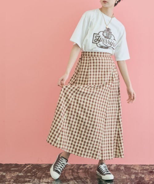 kirakiraShop(キラキラショップ)の「ヴィンテージ ロゴ プリント Tシャツ(Tシャツ/カットソー・レディース・グリーン/ホワイト/ブラウン系その他/チャコール・L/M/XL)」の7枚目の写真