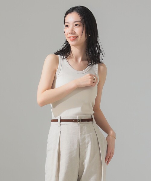 Demi-Luxe BEAMS(デミルクス ビームス)の「丸胴 テレコ タンクトップ(タンクトップ・レディース・ブラック/レッド系その他6/ベージュ/ホワイト/ホワイト系その他2・ONE SIZE)」の4枚目の写真