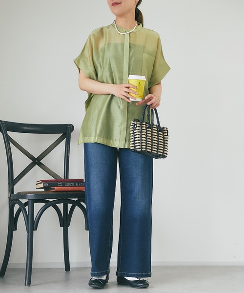 un dix cors（アンディコール）の「シアーボックスシャツ（シャツ/ブラウス・レディース・ブラック/ブルー/ホワイト系その他/グリーン系その他・FREE）」の5枚目の写真