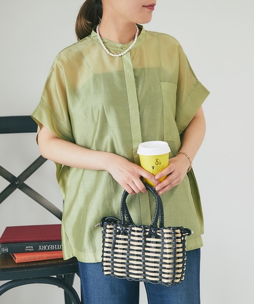 un dix cors（アンディコール）の「シアーボックスシャツ（シャツ/ブラウス・レディース・ブラック/ブルー/ホワイト系その他/グリーン系その他・FREE）」の7枚目の写真