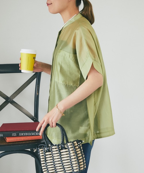 un dix cors（アンディコール）の「シアーボックスシャツ（シャツ/ブラウス・レディース・ブラック/ブルー/ホワイト系その他/グリーン系その他・FREE）」の8枚目の写真