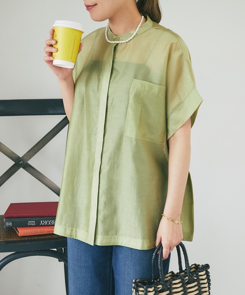 un dix cors（アンディコール）の「シアーボックスシャツ（シャツ/ブラウス・レディース・ブラック/ブルー/ホワイト系その他/グリーン系その他・FREE）」の6枚目の写真