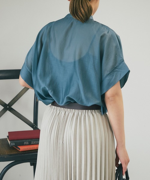 un dix cors（アンディコール）の「シアーボックスシャツ（シャツ/ブラウス・レディース・ブラック/ブルー/ホワイト系その他/グリーン系その他・FREE）」の18枚目の写真