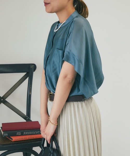 un dix cors（アンディコール）の「シアーボックスシャツ（シャツ/ブラウス・レディース・ブラック/ブルー/ホワイト系その他/グリーン系その他・FREE）」の19枚目の写真