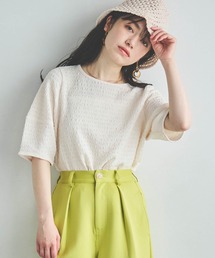 【150㎝前後の小柄さんサイズ】ぽこぽこランタンスリーブトップス【さらっと涼しい】