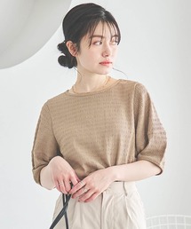 【150㎝前後の小柄さんサイズ】ぽこぽこランタンスリーブトップス【さらっと涼しい】