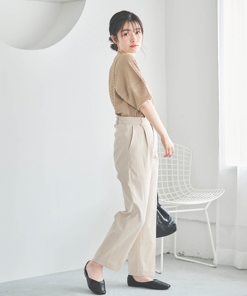mil(ミル)の「【150㎝前後の小柄さんサイズ】ぽこぽこランタンスリーブトップス【さらっと涼しい】(Tシャツ/カットソー・レディース・モカ/オフホワイト/サックスブルー/ブラック/チャコール/ブルー・S/XS)」の15枚目の写真