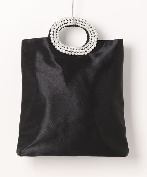 SMILE ORCHID（スマイルオーキッド）の「パールハンドルサテンクラッチパーティーバッグトートバッグ（トートバッグ・レディース・シルバー/ブラック/ゴールド・FREE）」の2枚目の写真