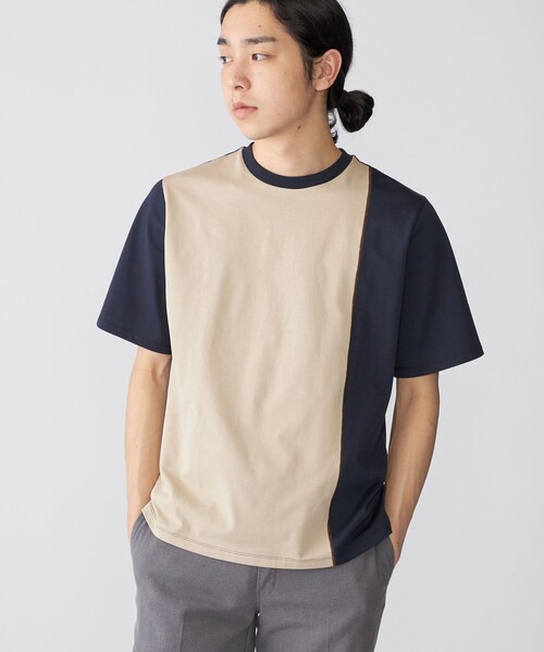 SHIPS(シップス)の「SHIPS: スイッチ パネル Tシャツ(Tシャツ/カットソー・メンズ・オフホワイト/ネイビー/チャコールグレー・LARGE/MEDIUM/SMALL/X-LARGE)」の1枚目の写真