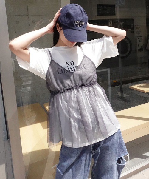 CORNERS（コーナーズ）の「チュールシアーキャミソール（キャミソール・レディース・ブラック/チャコールグレー/オフホワイト・M）」の21枚目の写真