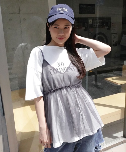 CORNERS（コーナーズ）の「チュールシアーキャミソール（キャミソール・レディース・ブラック/チャコールグレー/オフホワイト・M）」の22枚目の写真