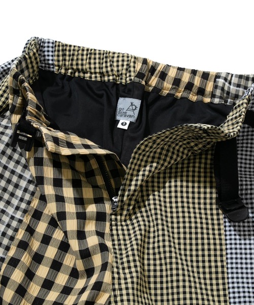 go slow caravan（ゴースローキャラバン）の「ストライプ/チェックサイド切替パンツ W（その他パンツ・レディース・パープル系その他2/ホワイト系その他/グリーン系その他2/イエロー系その他・FREE）」の7枚目の写真