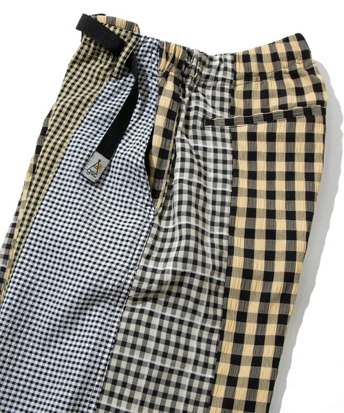 go slow caravan（ゴースローキャラバン）の「ストライプ/チェックサイド切替パンツ W（その他パンツ・レディース・パープル系その他2/ホワイト系その他/グリーン系その他2/イエロー系その他・FREE）」の8枚目の写真