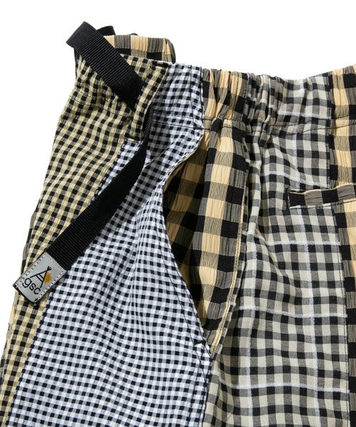 go slow caravan（ゴースローキャラバン）の「ストライプ/チェックサイド切替パンツ W（その他パンツ・レディース・パープル系その他2/ホワイト系その他/グリーン系その他2/イエロー系その他・FREE）」の9枚目の写真