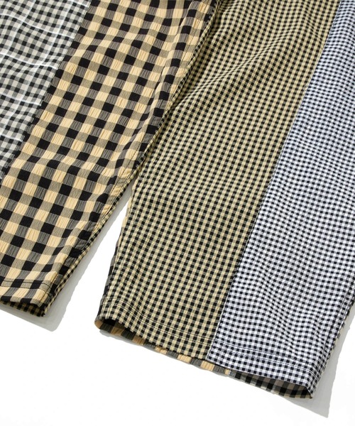 go slow caravan（ゴースローキャラバン）の「ストライプ/チェックサイド切替パンツ W（その他パンツ・レディース・パープル系その他2/ホワイト系その他/グリーン系その他2/イエロー系その他・FREE）」の11枚目の写真