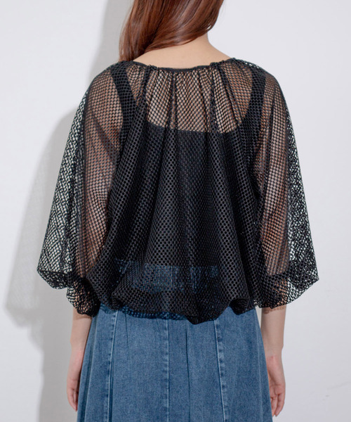Jayro(ジャイロ)の「メッシュブルゾン(ノーカラージャケット・レディース・ブラック/ホワイト系その他・M)」の14枚目の写真
