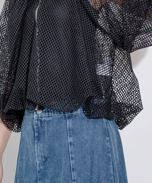 Jayro(ジャイロ)の「メッシュブルゾン(ノーカラージャケット・レディース・ブラック/ホワイト系その他・M)」の16枚目の写真