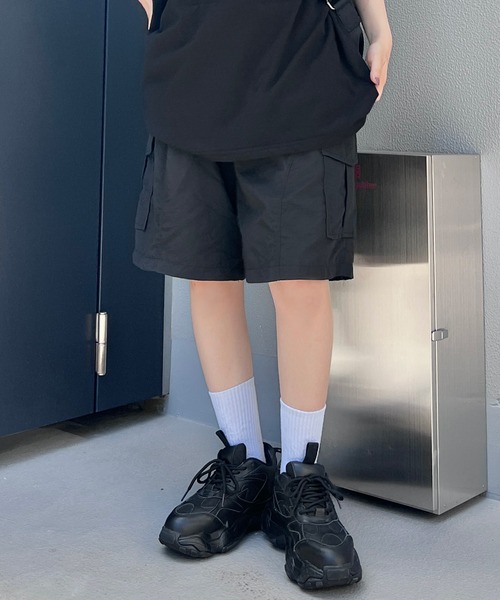 Figments（フィグメンツ）の「ワイドカーゴハーフパンツ（カーゴパンツ・レディース・グレー/ブラック・FREE）」の7枚目の写真