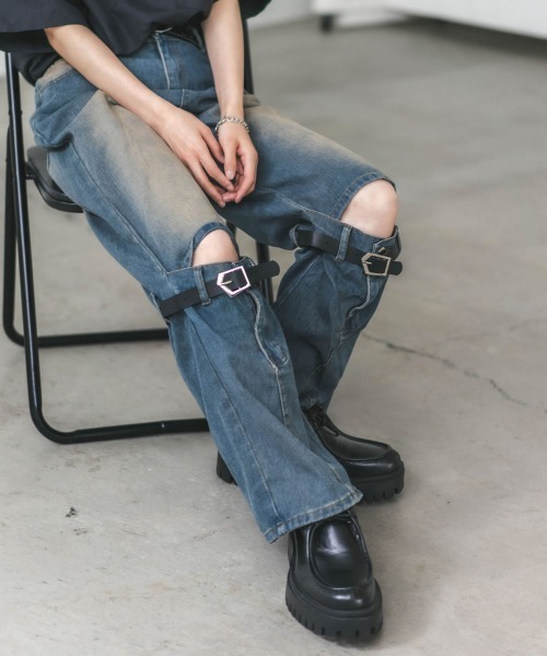 Shoowtime(ショウタイム)の「ビンテージメイクニーベルテッドフレアデニムパンツ(デニムパンツ・メンズ・ブルー系・X-LARGE/LARGE/MEDIUM)」の6枚目の写真
