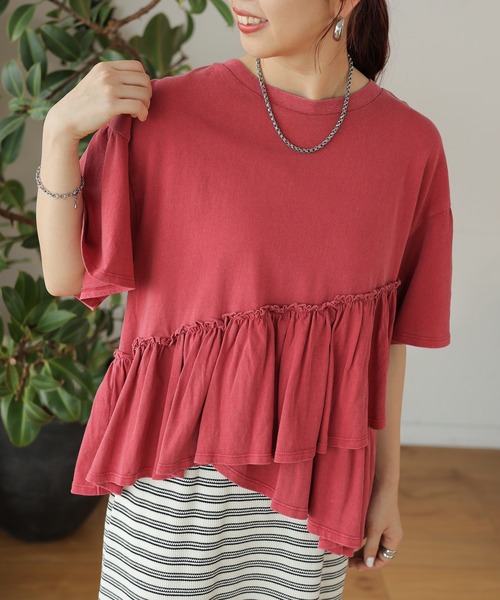 LEPSIM（レプシィム）の「裾フリルトップス　124108（Tシャツ/カットソー・レディース・レッド/イエロー/オフホワイト/グレー・FREE）」の4枚目の写真