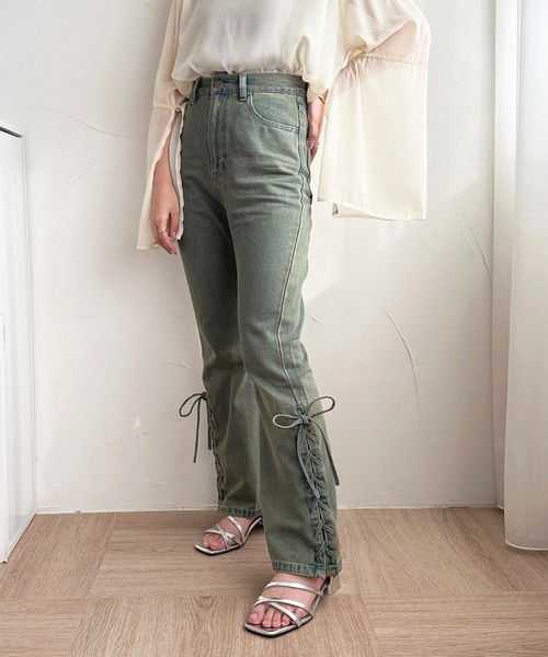セール】ハイウエストレースアップデニムパンツ【ZOZOTOWN限定アイテム