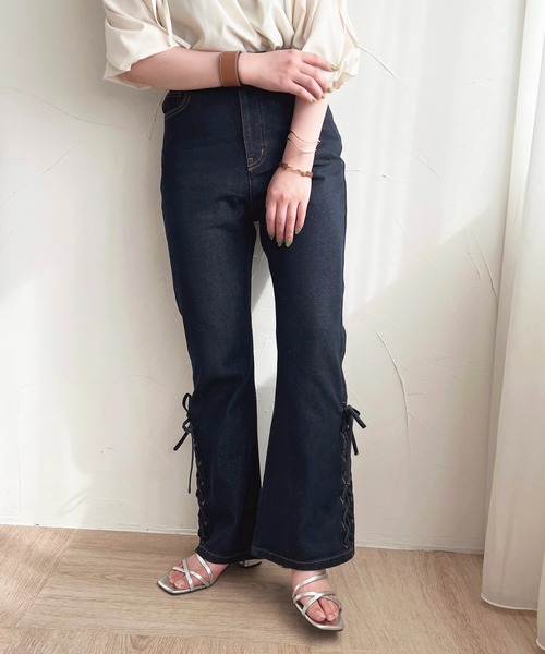 セール】ハイウエストレースアップデニムパンツ【ZOZOTOWN限定