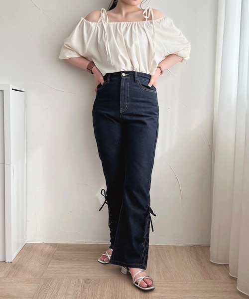 apres jour（アプレジュール）の「ハイウエストレースアップデニムパンツ【ZOZOTOWN限定アイテム】（デニムパンツ・レディース・ブルー系その他/インディゴブルー・X-LARGE/MEDIUM/SMALL）」の12枚目の写真