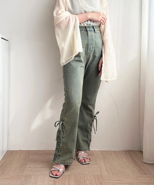 apres jour（アプレジュール）の「ハイウエストレースアップデニムパンツ【ZOZOTOWN限定アイテム】（デニムパンツ・レディース・ブルー系その他/インディゴブルー・X-LARGE/MEDIUM/SMALL）」の10枚目の写真
