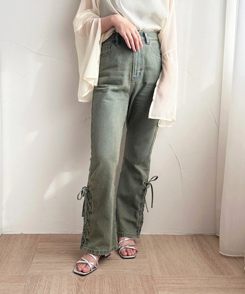 apres jour（アプレジュール）の「ハイウエストレースアップデニムパンツ【ZOZOTOWN限定アイテム】（デニムパンツ・レディース・ブルー系その他/インディゴブルー・X-LARGE/MEDIUM/SMALL）」の8枚目の写真